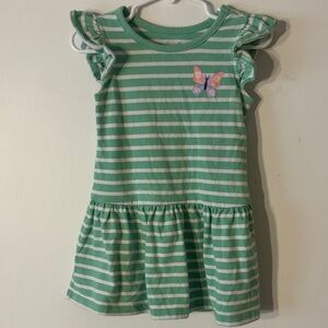 Garanimals Green and White Striped Dress with Butterfly